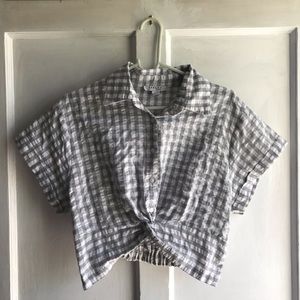 Cropped Gingham button up top